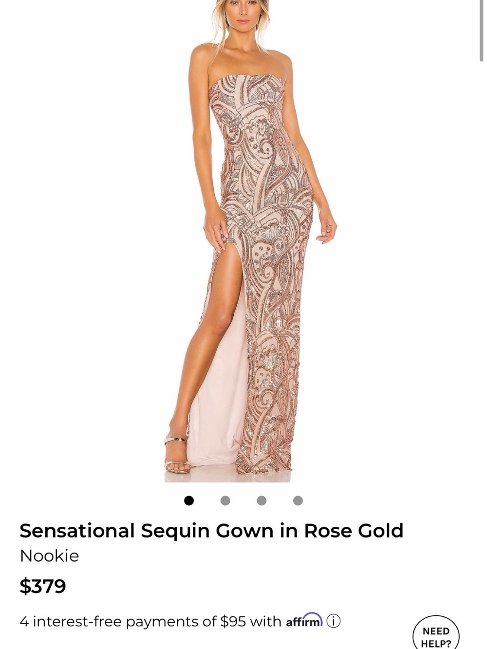 Nookie: Sensational sequin gown in rose gold!